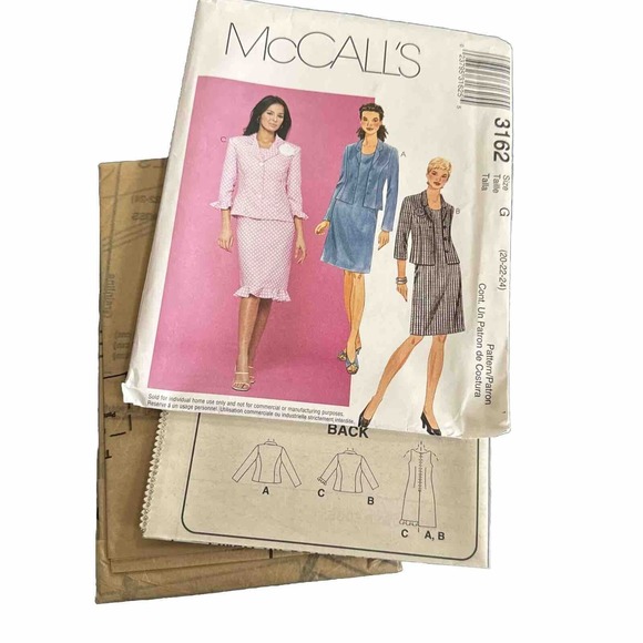 3162 McCalls SEWING Pattern 20 - 24 Misses Sleeveless Dress Lined Jacket UNCUT - Picture 1 of 3